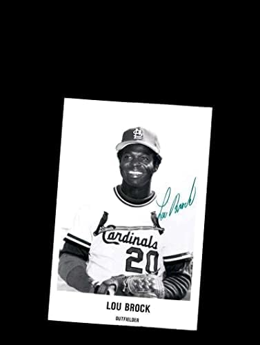 Lou Brock PSA DNS-Coa Aláírt 5x7 Fotó Bíborosok Autogram - Dedikált MLB Fotók