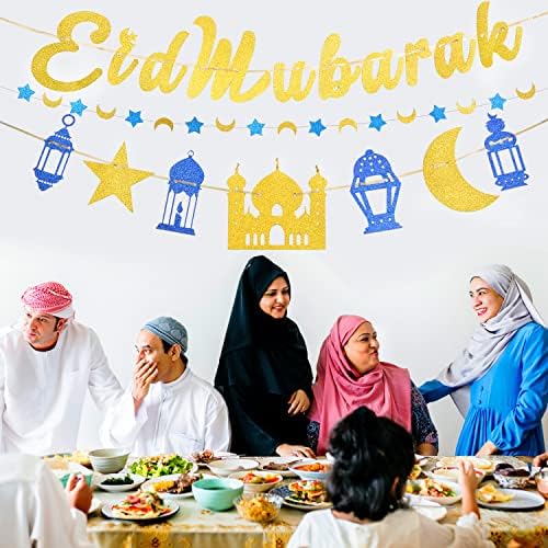 Csillogó Eid Mubarak Banner Ramadan Dekoráció Meghatározott Mubarak Party Dekoráció Ramadan Dekoráció Otthon