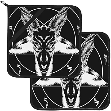 Gótikus Jelvény a Skull and Pentagram edényfogó Meghatározott hőálló Hő Szőnyeg 2 Db kaspókat, a Konyha 8×8 Hüvelykes Sütés-Főzés