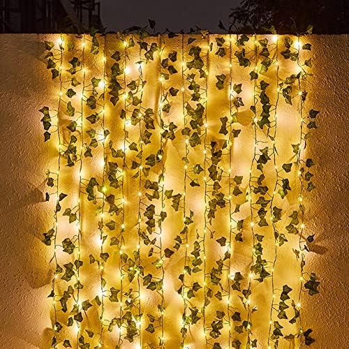 Napelemes Ivy String Mesterséges Fények Szőlő lámpa Zöld Levél Tündér Fény Kültéri Beltéri Buli, Esküvő Kert Karácsonyi Dekoráció (2m/6.5