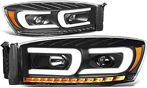 DNS AUTÓS HL-HPL-RM06-G2-BK-ÉN Kettős 3D LED DRL Szekvenciális Jel Vetítő Fényszórók Kompatibilis 06-08 Dodge Ram 1500/06-09 Dodge Ram 2500
