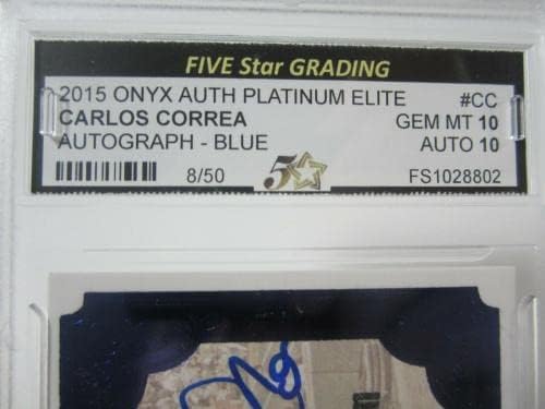 2015 Onyx Auth Platinum Elite CARLOS CORREA Kék Autogram Kártya 8/50 Gem Mt 10 - MLB Dedikált Baseball Kártyák