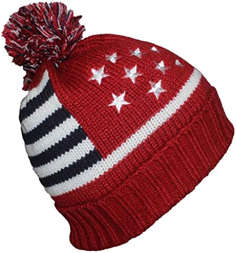 A Legjobb Téli Sapka Felnőtt Amerikaiak/Amerikai Zászló Bilincsben Knit Beanie W/Pom Pom (Egy Méret)