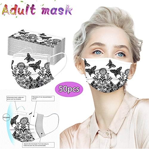 50Pcs Felnőttek Eldobható Csipke Face_Mask 3 Rétegű Lélegző & Kényelmes Face_Protection Kültéri Utazási Iroda