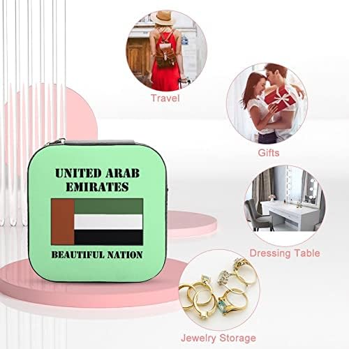 Egyesült Arab Emírségek Zászló Női Prémium Utazási Kis Ékszeres Doboz, Nyaklánc, Gyűrű, Tároló Szervező Mini vitrin