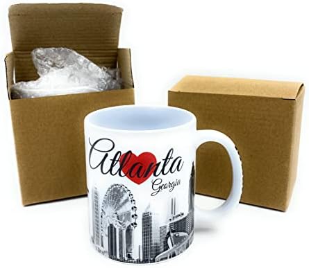 Aeisage Atlanta Bögre 11 oz Kerámia Bögre, Georgia Emlék a Szeretet Atlanta Városra Piros Szív, Fehér Bögrét, Ajándékot Csésze Tea