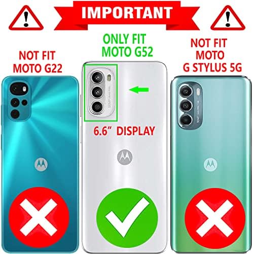 STARSHOP Moto G52 az Esetben, Motorola G52 Esetében, [Edzett Üveg kijelző Védő fólia Tartalmazza] PU Bőr Pénztárca Ütésálló Telefon