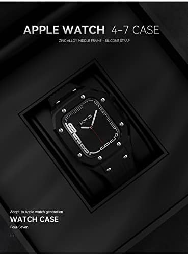 BEFIA Módosítás Mod Készlet Apple Nézni Zenekar Esetben 44mm 45mm 42mm Apple Watch Szilikon karóra zenekar + Rozsdamentes acél