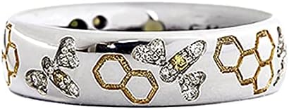 Hatszögletű Retro Ezüst Gyűrűk & Női Méh Aranyos 925 Ezüst Strasszos Gyűrű Gyűrű Kezét