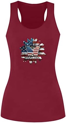 Női Nyári Tartály Tetejét Amerikai Zászló Hazafias póló július 4 Stars and Stripes Ujjatlan Póló Racerback Laza Felsők
