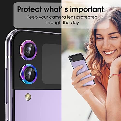 [2+2]TIUYAO Kamera Lencséjét Védő Samsung Galaxy Z Flip 4, Edzett Üveg Kamera Lencséjét Védő Alumínium Ötvözet Lencse Gyűrű Fedezze