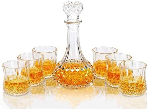 NIANXINN Whisky decantador Whiskys Üveget, majd Szemüveg Készlet, 600ml Kristály Whiskys Üveget, 6 Whiskys Poharat 300ml, a Whisky Likőr,