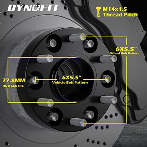 dynofit 6X5.5inch Kerék Távtartók a 2019-2022 ram 1500, 4DB 6x139.7mm Hub Központú Adapterek a 77.8 mm Hub Unalmas M14x1.5 Szegecsekkel 2019