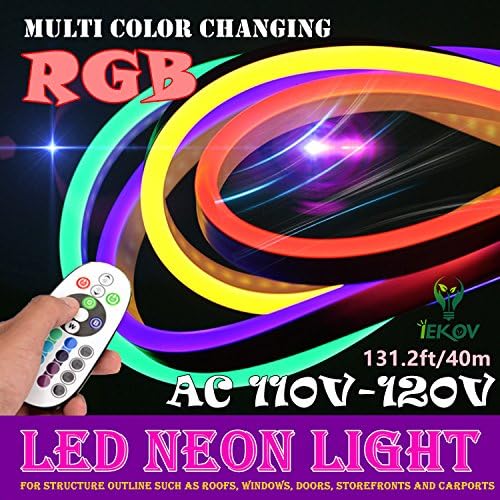LED NEON Fény, IEKOV™ AC 110-120V Flexibilis RGB LED Neon Fény Szalag, 60 Led/M, Vízálló, Több Szín Változó 5050 SMD LED Kötél Fény +