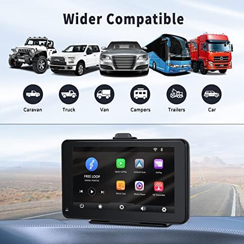 CAMECHO Apple CarPlay & Android Auto Autó Hifi, 7 Érintőképernyős Hordozható Navigációs Eszközök, Autó Rádió Apple Airplay,Bluetooth, Tükör