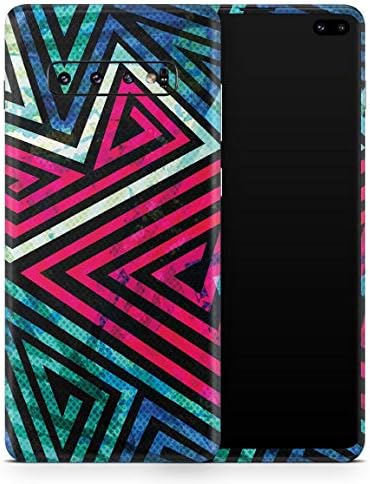 Design Skinz Büdös Neon Háromszög Zig Zag Formák Vinyl Matrica Wrap Cover Kompatibilis a Samsung Galaxy S10 Plusz (Képernyő Vágja le,