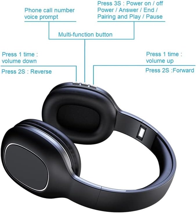 Gaming Headset Bluetooth Mikrofon Sztereó Fejhallgató zajszűrős Bass Surround Laptop Számítógép PC (Fekete)