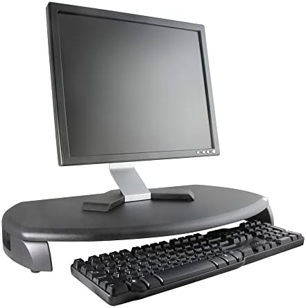 Kantek Asztali Számítógép Monitor Állvány Billentyűzet Tároló, MDF Fa Tetején, mely Akár 80 kg, 23 x 13.25 x 3, Fekete