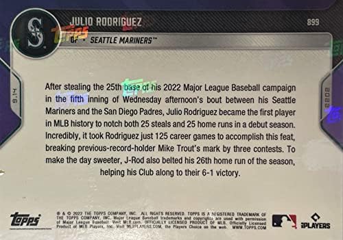 2022 Topps Most JULIO RODRIGUEZ Baseball ÚJONC Kártya TESZI MLB TÖRTÉNETÉBEN. - Seattle Mariners