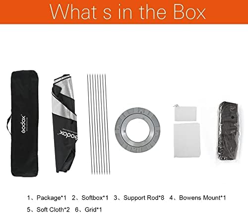 Godox Softbox Nyolcszögletű Softbox Ernyő Softbox 47 / 120cm Méhsejt Rács Softbox a Bowens-Hegy a VL150 VL300 SL150III SL300III SK400II