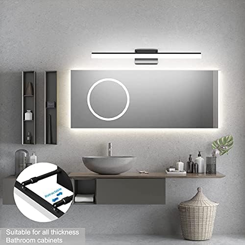 Aipsun 31.5 inch Modern Fekete Hiúság Fény Állítható Fürdőszoba világítótestek Át Tükör Forgatható Hiúság Világítás 5500K