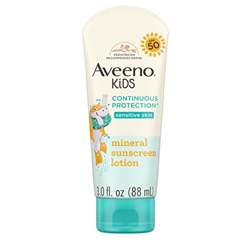 Aveeno Gyerekek Folyamatos Védelem Cink-Oxid Ásványi eredetű Fényvédő Krémet, a Gyermekek Érzékeny Bőr Széles Spektrumú SPF 50,