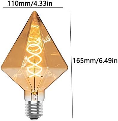 Lxcom Világítás Dekorációs Edison Izzók 4W D110 Gyémánt Alakú LED Spirál Végtelen Fény Izzó 40W Egyenértékű E26 Bázis Amber Üveg