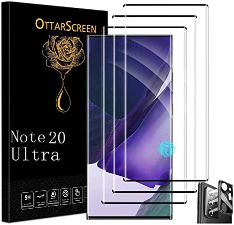 OttarScreen Galaxy Note 20 Ultra Screen Protector【3+1 Csomag】 Együtt Edzett Üveg Kamera Lencséjét Védő, Kompatibilis Ujjlenyomat-Könnyű