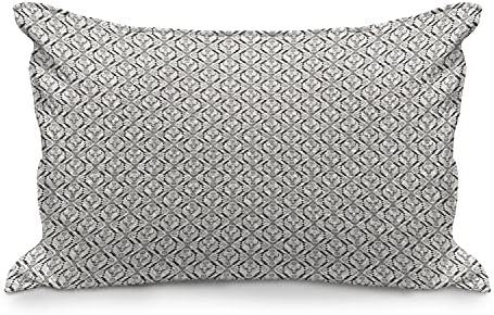 Ambesonne Etnikai Steppelt Pillowcover, Absztrakt Törzsi Elemek Mentén Szarvasnak Kép Háromszögek, Körök, Standard King Size