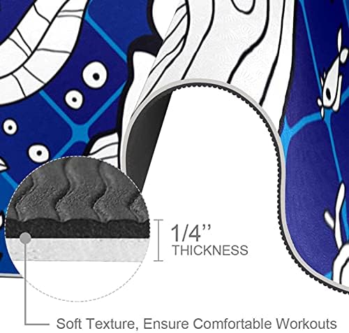 Vastag, Csúszásmentes Gyakorlat & Fitness 1/4 jóga szőnyeg Tengeri Halak Mozaik Kék Nyomtatás Jóga Pilates & Emelet Fitness Edzés (61x183cm)