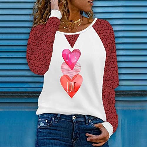Ez a Szeretet Szív Grafikus Felsők Női Csipke Hosszú Ujjú póló Divat Sleeve Pulóver Póló Patchwork Nyomtatás Tunika