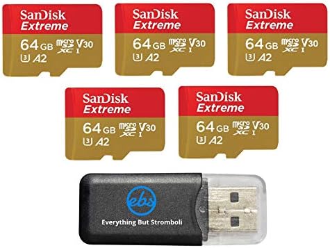SanDisk Micro Extrém 64 gb-os Memória Kártya (Öt Pack) a DJI Levegő 2S Drón (SDSQXAH-064G-GN6MN) Csomag (1) Minden, De Stromboli