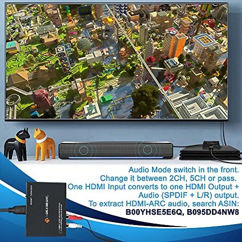 J-Tech Digitális Prémium Minőségű 1080P HDMI-HDMI + Audio (SPDIF + RCA Sztereó) Hangot Extractor Átalakító (JTDAT5CH)