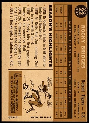 1960 Topps 22 Rocky Hidak Detroit Tigers (Baseball Kártya) EX/MT Tigrisek