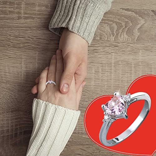 2023 Új Eljegyzési Kerek Vágott Zircons Nők Esküvői Gyűrű, Ékszerek, Gyűrűk, Nő Kötött Gyűrűt (Rózsaszín, 7)