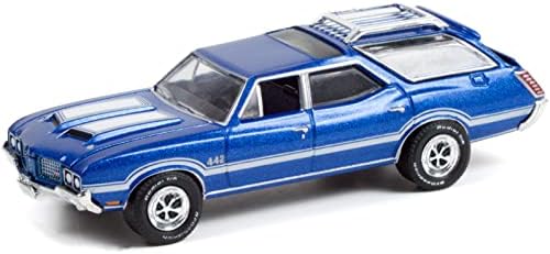 Greenlight Gyűjthető 1972-Es Korosztály Vista Cirkáló 442 Tribute Metál Kék Fehér Csíkos Ingatlan Kocsik Sorozat 7 1 64
