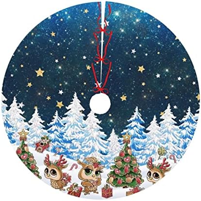 LDOIVYE 48 Kék Galaxy Star Bagoly Hó Candy Erdő Ajándék a karácsonyfa Szoknya,Nagy Mat Alap Fedezi a Karácsony, Halloween