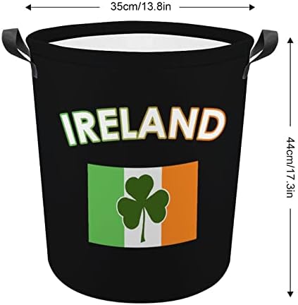 Írország az Ír Zászló Zöld Szent Patrik Nap Szennyes Kosár fogantyúval Kerek Összecsukható Szennyesben Tároló Kosár Hálószoba Fürdőszoba