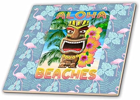3dRose Egy Hawaii tiki Aloha Strandok, trópusi strand design. - Csempe (ct_350685_1)