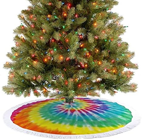 Csodálatos Nyakkendő Festék karácsonyfa Szoknya Bojtos Karácsonyi Ünnep Szőnyeg Dekoráció Nyomtatás
