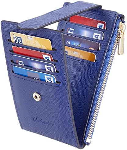 Chelmon Női Pénztárca Slim RFID-Blokkoló Bifold Multi Card Esetben Pénztárca Cipzáras Zseb (Lilás-Kék)