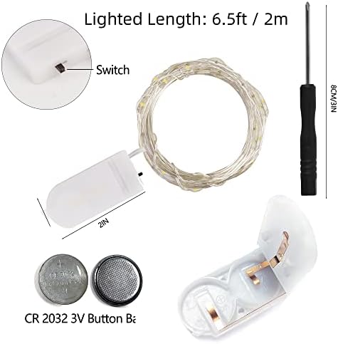 WATERGLIDE 24 Pack tündérfény elemmel működő (Tartozék), 6.5 ft 20 LED-es Mini String Fények, Vízálló Ezüst Drót Firefly felülvilágító