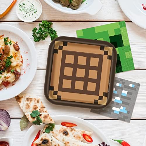 Egyedi Minecraft Fél asztali Díszek Étkészlet Bundle - Hivatalosan Engedélyezett Vacsora, Desszert Papír Tányérok, Ebéd, valamint Italok Papírt,