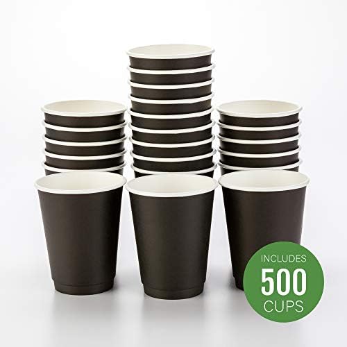 500-CT Eldobható Fekete 12-oz Forró Ital Csésze duplafalú Kialakítás: Nem Kell Ujjú - Tökéletes Kávézó - Környezetbarát, Újrahasznosítható