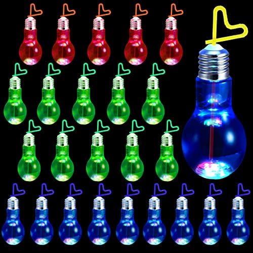 Lounsweer LED Izzó Csésze Fedő, illetve Szívószál Ragyogás Csésze LED világít Villanykörte Alakú Italt Poharak Műanyag Izzó Üveg,