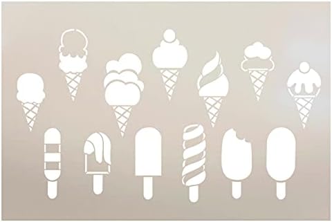 Jégkrém & Ice Cream Díszítés Stencil által StudioR12 | DIY Nyári lakberendezés | Craft & Festmény | Újrafelhasználható Sablon | Select