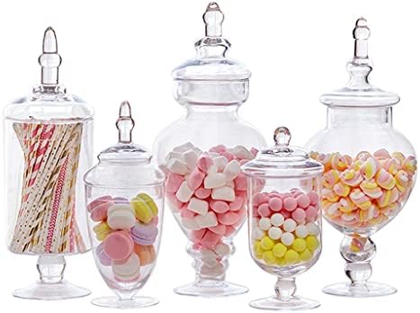 TREXD 5db Candy Jar Desszert, Édesség Tároló Üveg Tároló Edényeket, üvegeket Tartozó Esküvő Party Asztal Dekoráció