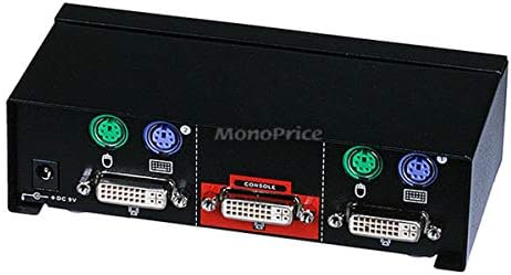 Monoprice 2-Port, DVI-KVM Switch Kiskereskedelmi - Fekete | Támogatja a Windows, Linux, Mac