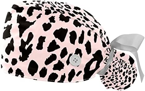 Esztétikai Rózsaszín Leopárd mintás Nyomtatás Állítható Dolgozó Kap a Gombok Rugalmas Szalaggal Kösd Hátra a Kalapot a Nők