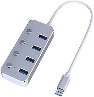 WPYYI Alumínium Ötvözet 4 portos USB 3.0 Hub-Al-Control Switch HUB 60/120cm Kábel Max 5Gbps Splitter (Szín)